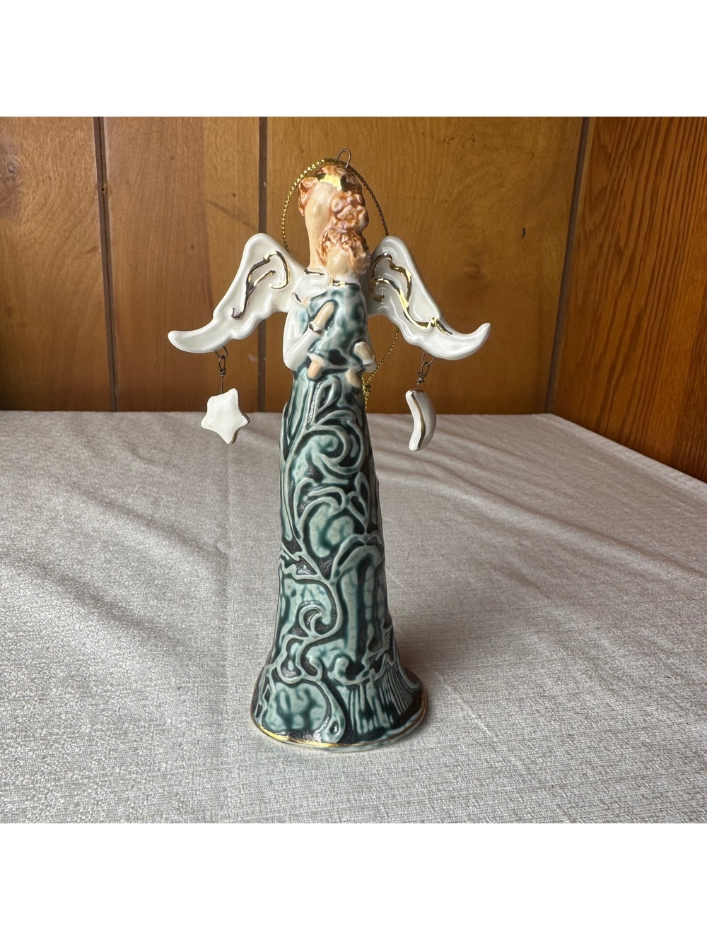 Vintage 6 Inch Angel Bell Ornament Ceramic Christmas Decoration Hanging Decor - Picture 2 of 6